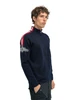 Dale of Norway Spirit Men's Cardigan, Navy/Off White/Raspberry, 83831-C00_Model right side
Photo Credits: Dale of Norway
Merino wool cardigan with full-length zipper and raglan sleeves. 