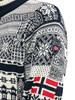 Dale of Norway - History Unisex 1/4 Zip Sweater: Navy/White, 94931-C_Shoulder patch detail
Photo credits: Dale of Norway
Patchwork looking sweater with Olympic sweater patterns