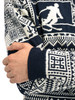Dale of Norway - History Unisex 1/4 Zip Sweater: Navy/White, 94931-C_sleeve pattern detail
Photo credits: Dale of Norway
Patchwork looking sweater with Olympic sweater patterns