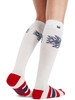 Dale of Norway OL Spirit knee Sock High, Off White/Navy/Raspberry, 50131A_product back, with feet