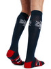 Dale of Norway OL Spirit Sock High, Navy/Raspberry/Off White, 50131C_product back, with feet