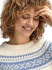 Dale of Norway - Vagsoy Women's Crewneck Sweater: Off White/Blue Shadow, 95381-A01_PATTERN DETAIL
photo credits: Dale of Norway
Mid-layer, medium-weight sweater for sport or everyday. Yolk knit look with raglan sleeves and round neck in skin-soft merino wool