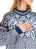 Dale of Norway - 1994 Women's Crewneck Sweater: Indigo/Off White/Bottle Green, 95881-C04_pattern detail