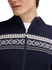 Dale of Norway Dalestolen Men's Cardigan, Navy/Off White, 85611-C00_Pattern detail
Photo credits: Dale of Norway
Merino wool Full zip Cardigan with high neck and Olympic patterning
