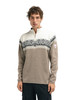 Dale of Norway - Moritz Men's 1/4 Zip Sweater: Mountainstone/Off White/Black, 91391-P00_front
Photo credits: Dale of Norway
Merino wool double knit construction with medium high neck and j-sleeves. Norwegian Ski Team sweater design from the 2003 World Ski Championships in St. Moritz Switzerland