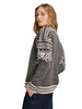 Dale of Norway - Leknes Women's 1/4 Zip Sweater: Coffee/Off White/Metal, 95921-R00_Model left side
Photo Credits: Dale of Norway
Heavyweight mid-layer with Viking-inspired pattern elements. Retro Olympic sweater design with a medium-high neck and loose fit for sport or fashion.