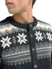 Dale of Norway - Veafjord Men's Cardigan: Dark Charcoal/Cream/Smoke, 85731-E00_detail image of the pattern with Norwegian pewter buttons
Photo credits: Dale of Norway
Heavy weight mid-layer with 100% Norwegian wool and Norwegian pewter buttons