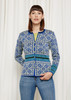Oleana Oksana Medium Length Cardigan, 804GF, Blue/White_front