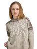 Dale of Norway - 1994 Lillehammer Women's Crewneck Sweater: Vanilla Sugar/Natural White/Coffee, 95881-M00_Model front detail
Photo credits: Dale of Norway
Heavyweight sweater with drop-back hem and loose fit in natural undyed wool