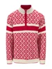 Dale of Norway - Team Norway Cortina 2026 Men's Sweater: Raspberry/Off White, 96251-B00_Product
Photo Credits: Dale of Norway
1/4 Zip sweater with high neck and t-sleeves. Norwegian wool and Merino wool. Designed for the Norwegian Team at the 2026 Milan Cortina Olympic Winter Games. Retro inspired design from the original Cortina 1956 Norwegian Olympic Sweater 