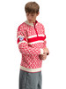 Dale of Norway - Team Norway Cortina 2026 Men's Sweater: Raspberry/Off White, 96251-B00_Model right side
Photo Credits: Dale of Norway
1/4 Zip sweater with high neck and t-sleeves. Norwegian wool and Merino wool. Designed for the Norwegian Team at the 2026 Milan Cortina Olympic Winter Games. Retro inspired design from the original Cortina 1956 Norwegian Olympic Sweater 