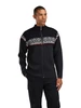 Dale of Norway - Moritz Men's Cardigan Sweater: Dark Charcoal/Black/Off White, 85851-E00_Model front
Photo credits: Dale of Norway
Double layer merino wool comfort knit construction with full length zipper, medium high neck, and 2003 St. Moritz Olympic sweater pattern