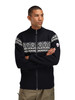 Dale of Norway - Moritz Men's Cardigan Sweater: Black/Off White/Dark Charcoal, 85851-K00_Model front
Photo Credits: Dale of Norway
Merino wool double knit construction with a full length zipper, 2003 St. Moritz Olympic sweater design.