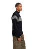 Dale of Norway - Moritz Men's Cardigan Sweater: Black/Off White/Dark Charcoal, 85851-K00_Model right side
Photo Credits: Dale of Norway
Merino wool double knit construction with a full length zipper, 2003 St. Moritz Olympic sweater design.