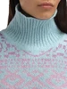 Dale of Norway - Highland Women's Sweater: Sea Blue/Pink Ombre, 96101-D00_pink ombre, textured pattern detail
Photo Credits: Dale of Norway
Lightweight mid layer sweater with a high neck in pink ombre colored alpaca blend wool. 