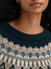 Dale of Norway - Sula Women's Crewneck Sweater: Mountainstone/Pine Green/Ice Blue, 95941-N00_Detail image of crew neck line, and design pattern
Photo credits: Dale of Norway