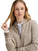 Dale of Norway - Solfrid Women's Cardigan: Mountainstone/Sand/Off White, 83341-P00_Model front detail
Pohoto Credits: Dale of Norway
Merino wool full-zip cardigan with medium high neck in a nature-inspired palette.