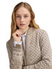 Dale of Norway - Solfrid Women's Cardigan: Mountainstone/Sand/Off White, 83341-P00_detail image of pattern and slits at the cuff
Pohoto Credits: Dale of Norway
Merino wool full-zip cardigan with medium high neck in a nature-inspired palette.