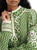 Dale of Norway - Leknes Women's Sweater: Norwegian Spring Green/Off White/Sand Mel., 95921-N01_Detail image featuring neckline, cuffs and pattern details
Photo Credits: Dale of Norway