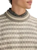 Dale of Norway - Skipsleia Unisex Crewneck Sweater: Vanilla Sugar/Natural White, 96151-M00_Masculine model detail image of the neckline and all-over stripe pattern
Photo Credits: Dale of Norway
Mid-layer fisherman's sweater with a chunky knit feel. All-over stripe pattern