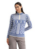 Dale of Norway - Vardasen Women's 1/4 Zip Sweater: Off White/Ultramarine, 96361-A00_model front
Photo Credits: Dale of Norway