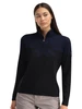 Dale of Norway - Breidablikk Women's 1/4 Zip Sweater: Navy/Black, 96401-C00_model detail front
Photo credits: Dale of Norway
Dale of Norway Breidablikk Women's ¼ Zip Sweater in Navy and Black made from 100% superfine merino wool featuring a slim fit, iconic Norwegian eight-petal rose pattern, and lightweight Scandinavian design for skiing, hiking, travel, and everyday wear.