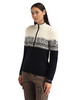 Dale of Norway - Moritz Women's Cardigan: Black/Off White/Charcoal, 85941-K00_model left side
Photo credits: Dale of Norway
Dale of Norway Moritz women’s merino wool full zip cardigan in black, off white and charcoal with Nordic pattern