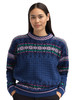 Dale of Norway - Albertville Women's Sweater: Indigo/Navy/Light Purple, 96321-C00_model front detail
Photo credits: Dale of Norway
Featuring an authentic Norwegian Olympic-inspired pattern, heavy knit 100% wool construction, relaxed fit, crew neck, and premium Scandinavian craftsmanship designed and knitted in Norway.