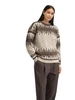 Dale of Norway - Albertville Women's Sweater: Birch Melange/Coffee Bean/Nutmeg, 96321-M00_model left side
Photo credits: Dale of Norway
Dale of Norway Albertville Women’s Crewneck Sweater in Birch Melange Coffee Bean Nutmeg, undyed wool Norwegian knit with traditional pattern