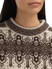 Dale of Norway - Albertville Women's Sweater: Birch Melange/Coffee Bean/Nutmeg, 96321-M00_collar and pattern detail
Photo credits: Dale of Norway
Dale of Norway Albertville Women’s Crewneck Sweater in Birch Melange Coffee Bean Nutmeg, undyed wool Norwegian knit with traditional pattern