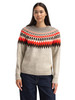 Dale of Norway - Losna Women's Crewneck Sweater: Birch Melange/Coffee/Orange (Roth Red), 96421-M00_model front
Photo credits: Dale of Norway
A chunky wool Norwegian knit with zigzag Fair Isle pattern.