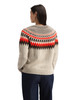 Dale of Norway - Losna Women's Crewneck Sweater: Birch Melange/Coffee/Orange (Roth Red), 96421-M00_model back
Photo credits: Dale of Norway
A chunky wool Norwegian knit with zigzag Fair Isle pattern.