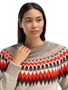 Dale of Norway - Losna Women's Crewneck Sweater: Birch Melange/Coffee/Orange (Roth Red), 96421-M00_pattern detail
Photo credits: Dale of Norway
A chunky wool Norwegian knit with zigzag Fair Isle pattern.