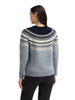 Dale of Norway - Losna Women's Crewneck Sweater: Mid Blue Melange/Light Charcoal/Smoke, 96421-H00_model back
Photo credits: Dale of Norway
A chunky wool Norwegian knit with zigzag Fair Isle pattern