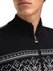 Dale of Norway - Liaset Men's 1/4 Zip Sweater: Black/Off White, 96511-F00_pattern detail
lightweight merino wool Norwegian knit with subtle Nordic pattern
Photo credits: Dale of Norway
