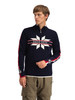 Dale of Norway - Nale Men's 1/4 Zip Sweater: Navy/Off White/Red Rose, 96471-C00
Photo credits: Dale of Norway
Nåle - Lightweight merino wool Norwegian ski sweater with Nordic rose pattern and quarter zip collar.