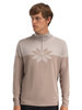 Dale of Norway - Breidablikk Men's 1/4 Zip Sweater: Mountainstone/Sand, 96431-P00_Model front detail
Photo credits: Dale of Norway
A lightweight merino wool Norwegian sweater with Nordic snowflake eight petal rose pattern and modern Scandinavian design.