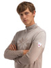 Dale of Norway - Breidablikk Men's 1/4 Zip Sweater: Mountainstone/Sand, 96431-P00_Model left side
Photo credits: Dale of Norway
A lightweight merino wool Norwegian sweater with Nordic snowflake eight petal rose pattern and modern Scandinavian design.