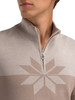Dale of Norway - Breidablikk Men's 1/4 Zip Sweater: Mountainstone/Sand, 96431-P00_Design pattern detail
Photo credits: Dale of Norway
A lightweight merino wool Norwegian sweater with Nordic snowflake eight petal rose pattern and modern Scandinavian design.