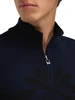 Dale of Norway - Breidablikk Men's 1/4 Zip Sweater: Navy/Black, 96431-C00_Collar detail
Photo credits: Dale of Norway
A lightweight merino wool Norwegian sweater with Nordic snowflake eight petal rose pattern and modern Scandinavian design.