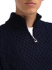 Dale of Norway - Jordalen Men's 1/4 Zip Sweater: Navy, 96391-C00_Collar detail
Photo Credits: Dale of Norway
A traditional Norwegian wool sweater with cable knit, moss stitch and honeycomb pattern, quarter zip collar, designed and knitted in Norway.