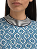Dale of Norway - Langoy Women's Crewneck Sweater: Arctic Blue/Off White/Navy, 96341-H00__collar detail
Photo Credits: Dale of Norway
Features a traditional Norwegian eight-petal rose pattern, soft merino wool construction, relaxed oversized fit, and authentic Scandinavian knitwear craftsmanship.
