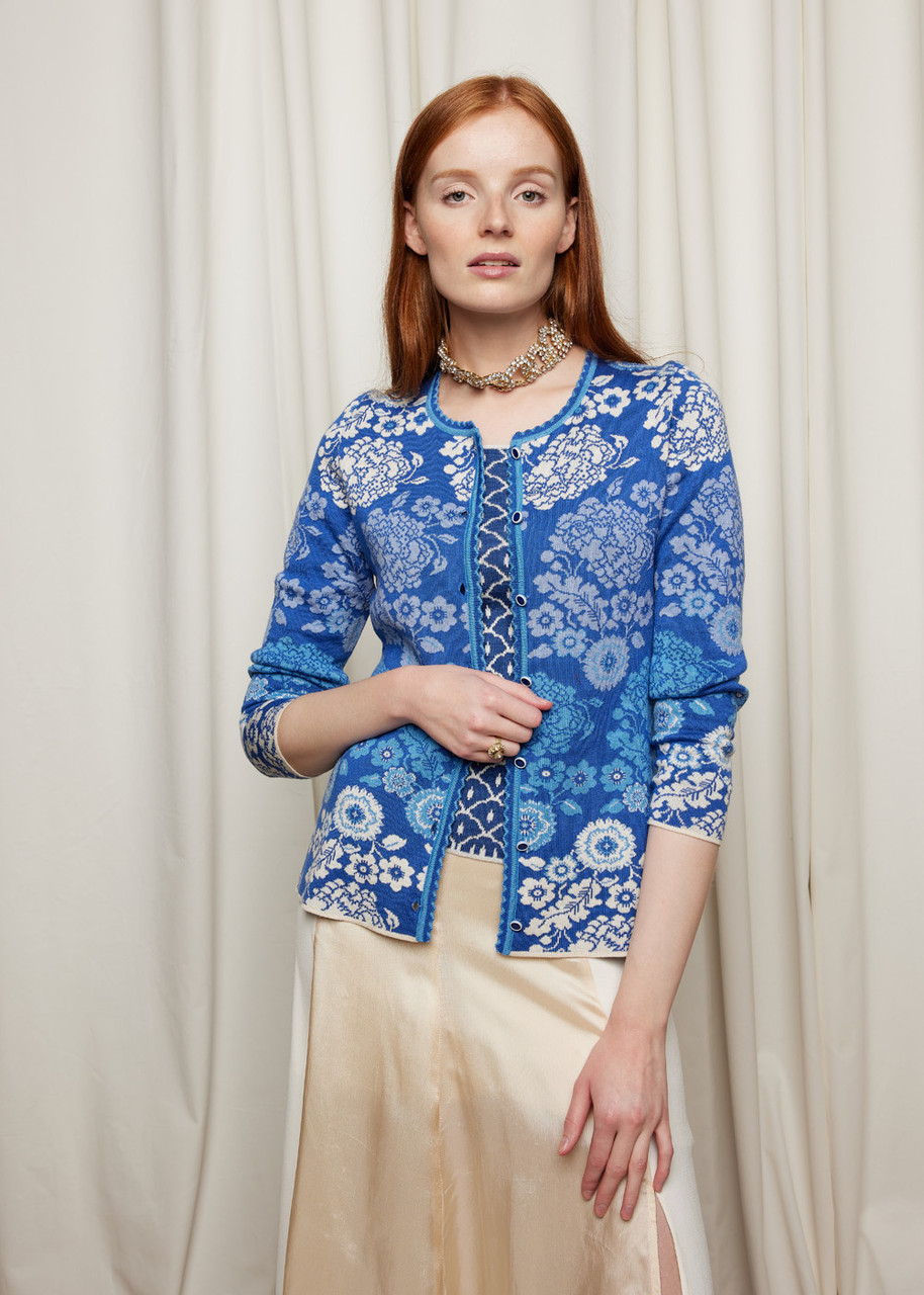 Oleana - Porcelain Cardigan: Blue, 198-F