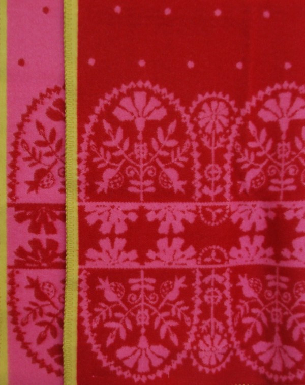 Oleana Baby Blanket with Lacy Pattern, 208D Red