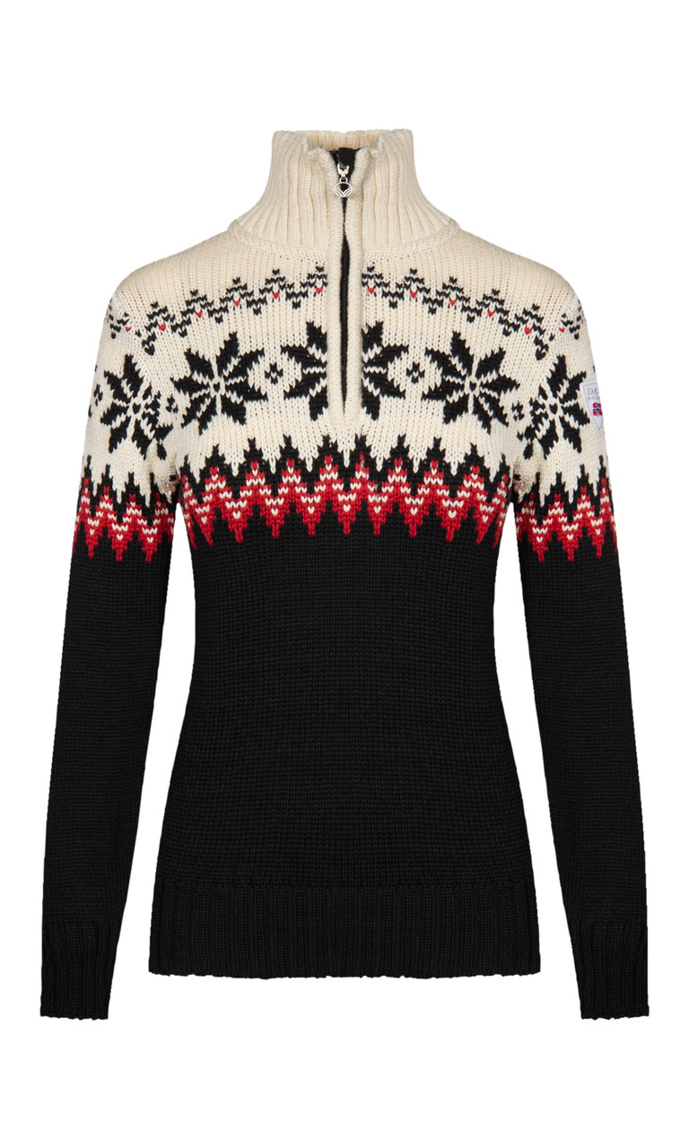 Dale of Norway - Myking Woman's 1/4 Zip Sweater: Black/Raspberry