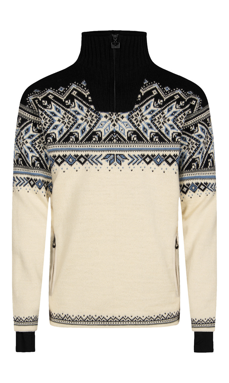 Dale of Norway Vail Men's Windstopper Sweater: Off White/Midnight  Navy/Blue Shadow, 93981-A00