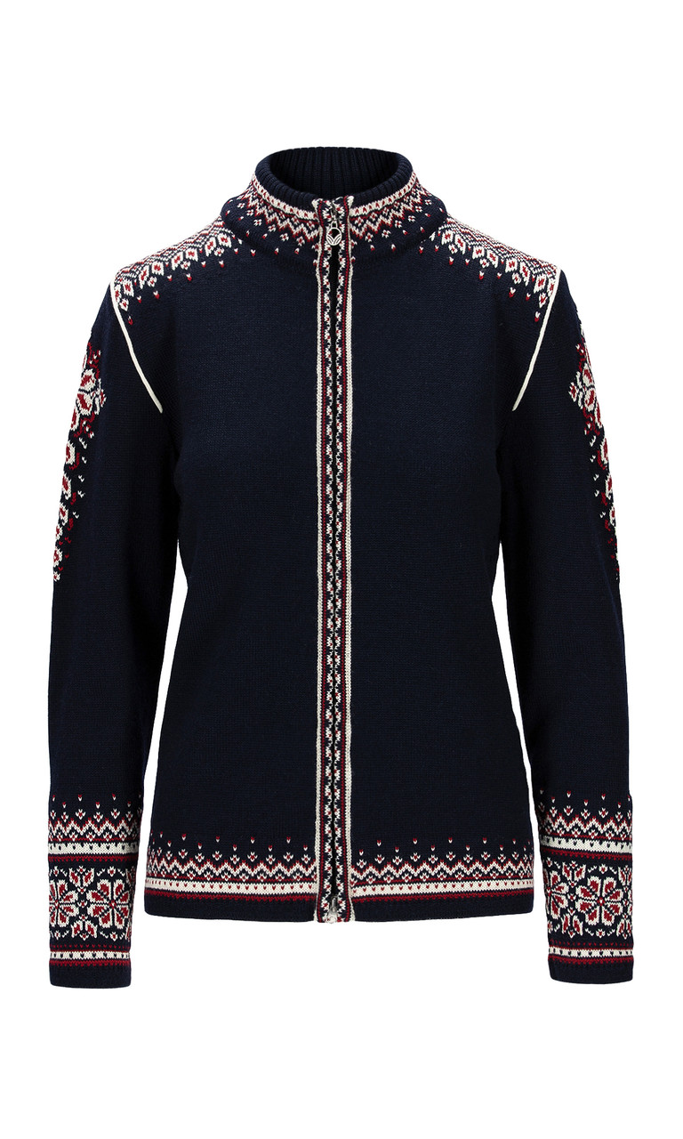 Dale of Norway - 140th Anniversary Women's Cardigan: Navy/Red Rose