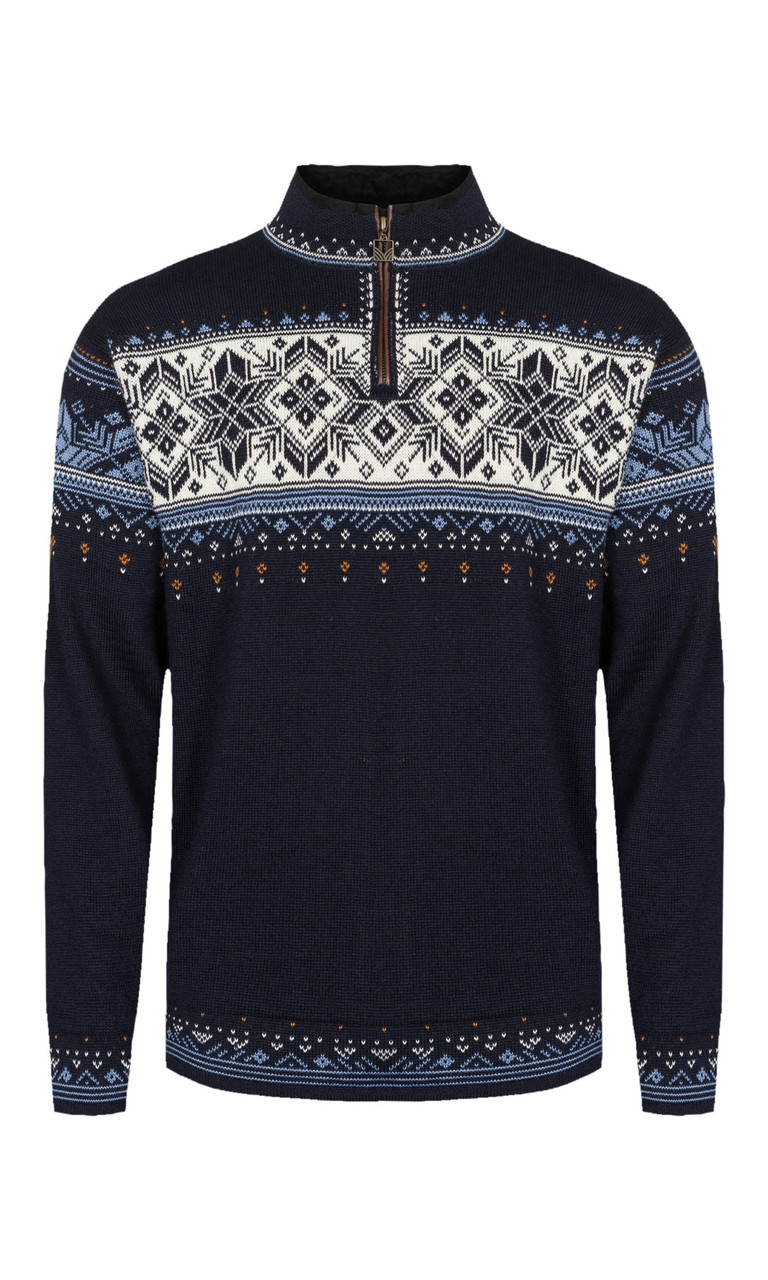 Dale of Norway - Blyfjell Unisex 1/4 Zip Sweater: Navy/Blue Shadow