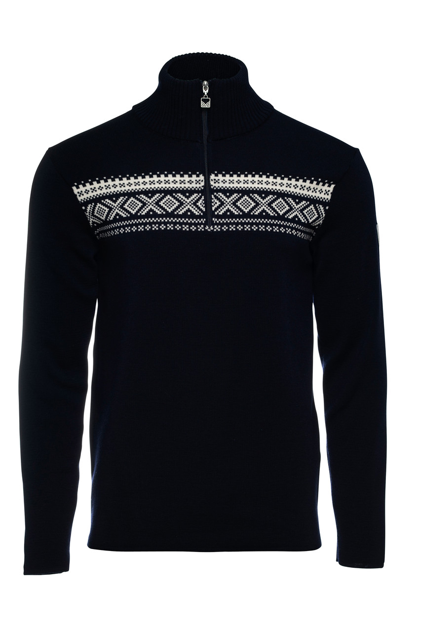 Dale of Norway - Dalestolen Men's 1/4 Zip Sweater: Navy/Off White