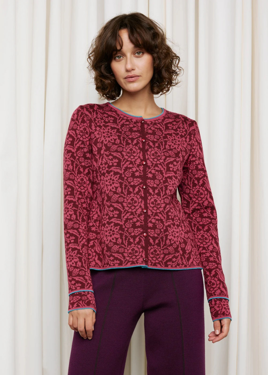 Oleana Signe Cardigan: Burgundy, 813-K